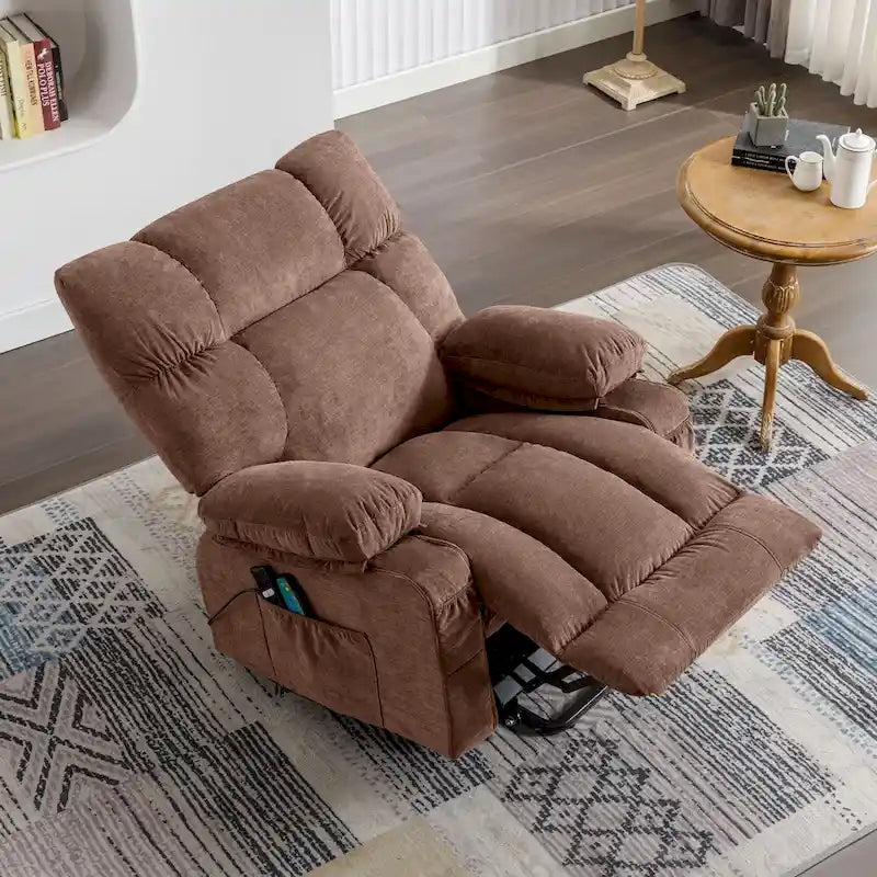 Fauteuil inclinable releveur électrique bleu avec chauffage, massage et port USB pour personnes âgées