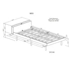 Lit plateforme jumeau avec port USB intégré | Finition bois blanchi, sans sommier