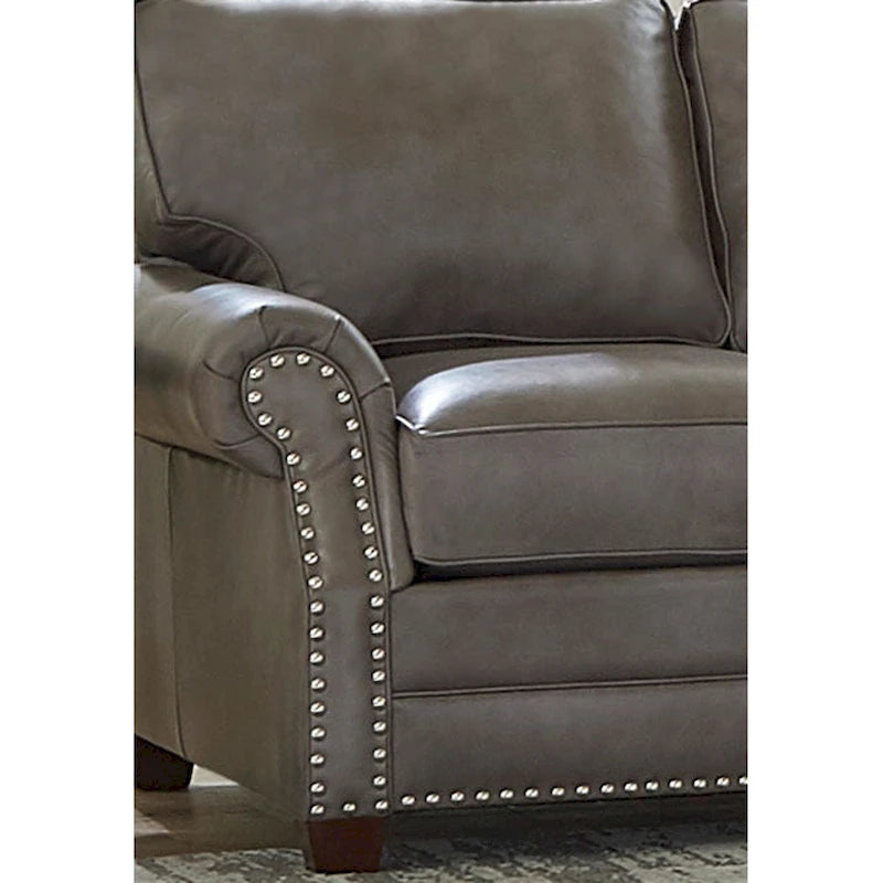 Ensemble canapé, causeuse et fauteuil en cuir pleine fleur | Fabriqué aux États-Unis | Ressorts en S, pieds en noyer
