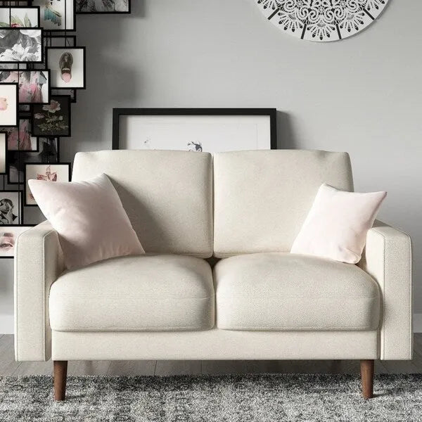 2-Piece Living Room Sofa Set | Two-Tone Matte Velvet | High-Density Foam, Wood Legs