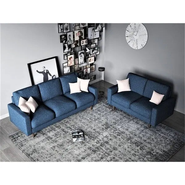 Ensemble de canapés 2 places pour salon | Velours mat bicolore | Mousse haute densité, pieds en bois