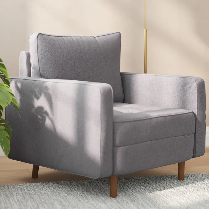 Chaise rembourrée capitonnée compacte avec pieds en bois
