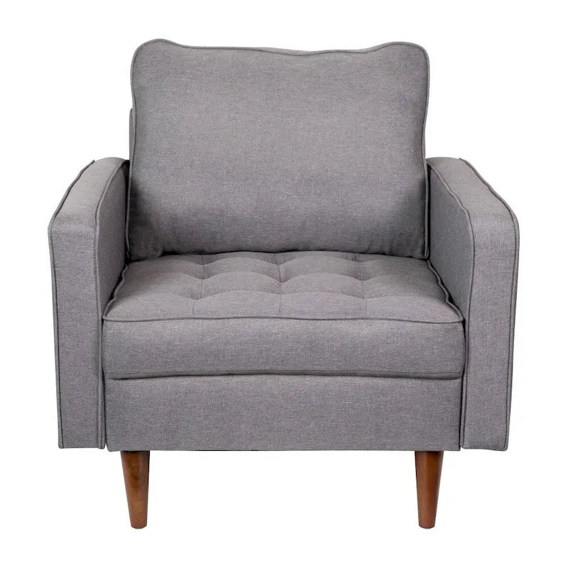 Chaise rembourrée capitonnée compacte avec pieds en bois