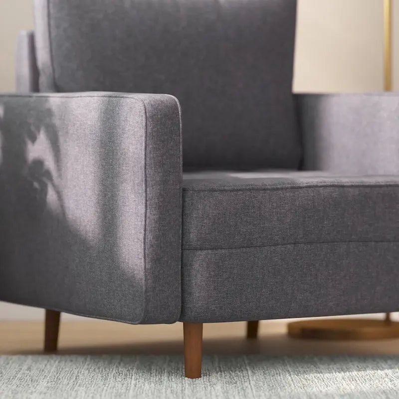 Chaise rembourrée capitonnée compacte avec pieds en bois