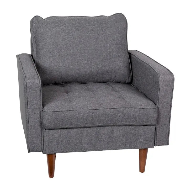 Chaise rembourrée capitonnée compacte avec pieds en bois