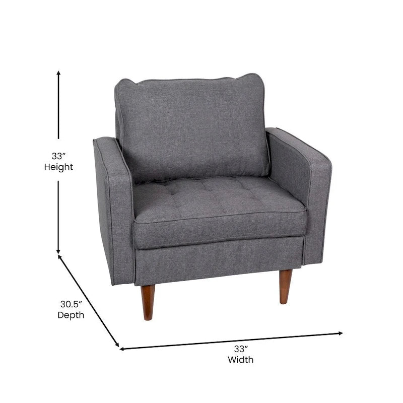 Chaise rembourrée capitonnée compacte avec pieds en bois