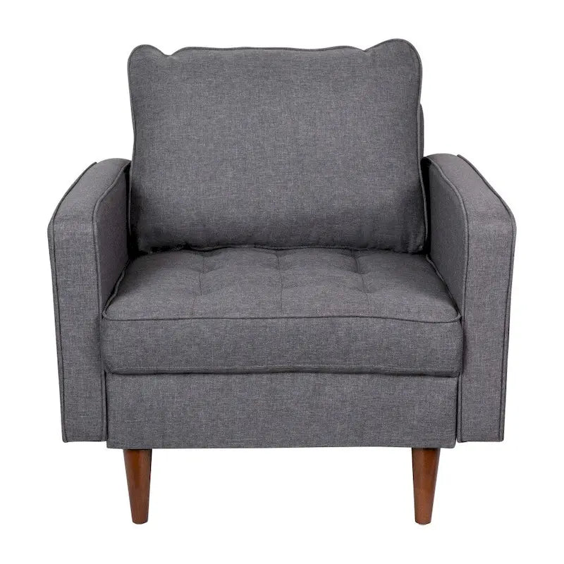 Chaise rembourrée capitonnée compacte avec pieds en bois
