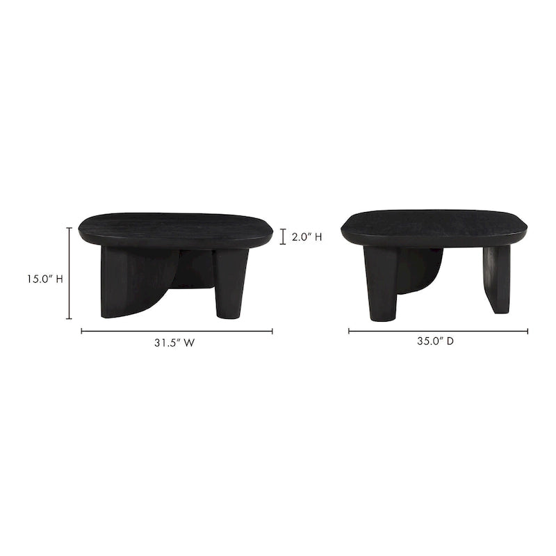 Table basse rustique en acacia massif | Naturel ou noir vieilli | Capacité de 45 kg