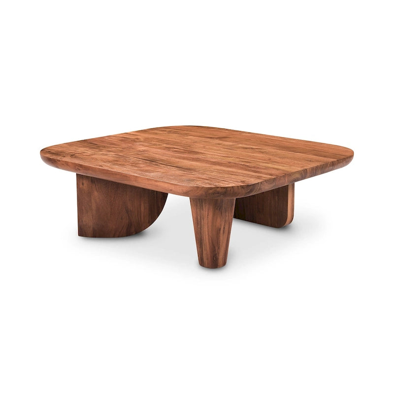 Table basse rustique en acacia massif | Naturel ou noir vieilli | Capacité de 45 kg