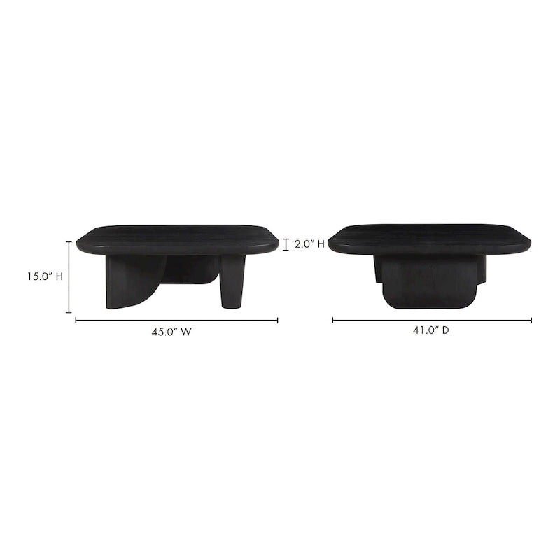 Table basse rustique en acacia massif | Naturel ou noir vieilli | Capacité de 45 kg