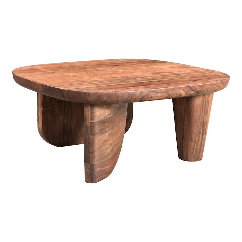 Table basse rustique en acacia massif | Naturel ou noir vieilli | Capacité de 45 kg