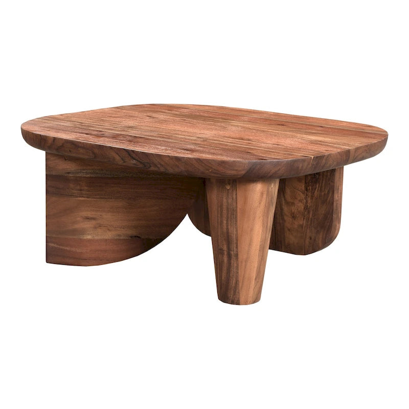 Table basse rustique en acacia massif | Naturel ou noir vieilli | Capacité de 45 kg
