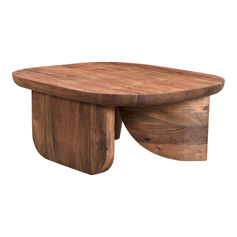 Table basse rustique en acacia massif | Naturel ou noir vieilli | Capacité de 45 kg