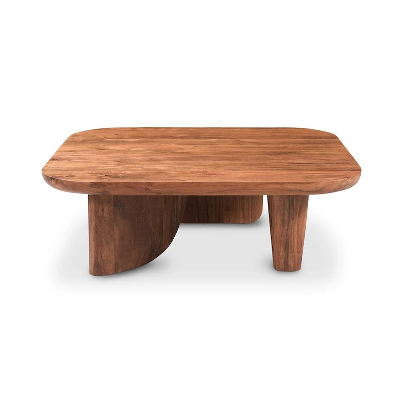 Table basse rustique en acacia massif | Naturel ou noir vieilli | Capacité de 45 kg