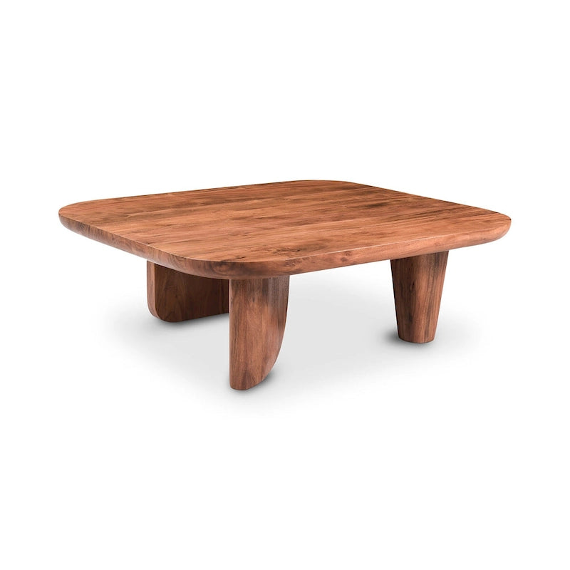 Table basse rustique en acacia massif | Naturel ou noir vieilli | Capacité de 45 kg