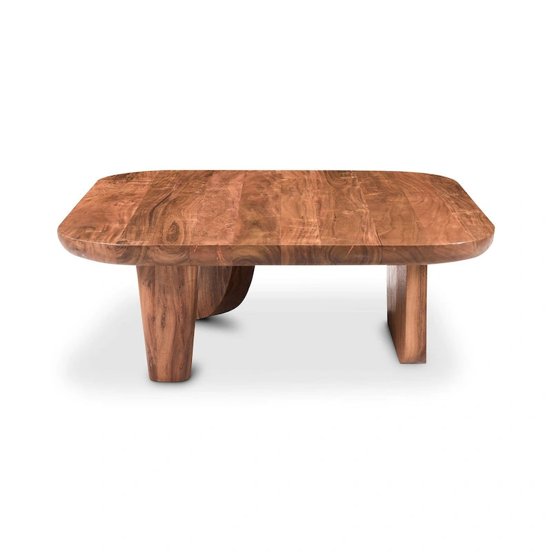 Table basse rustique en acacia massif | Naturel ou noir vieilli | Capacité de 45 kg