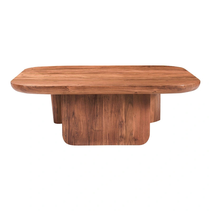 Table basse rustique en acacia massif | Naturel ou noir vieilli | Capacité de 45 kg