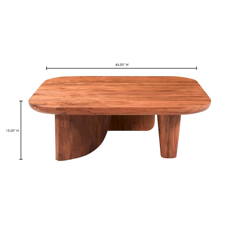 Table basse rustique en acacia massif | Naturel ou noir vieilli | Capacité de 45 kg