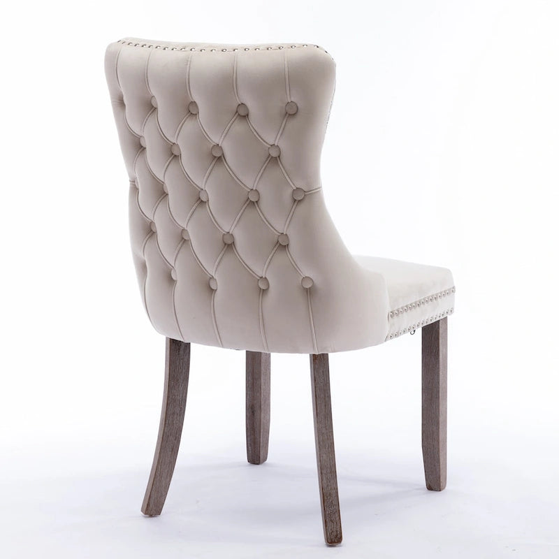 Wing-Back Dining Chair with Backstitching Nailhead Trim