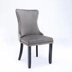 Chaise de salle à manger à dossier cabriolet avec surpiqûres et clous décoratifs