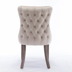 Chaise de salle à manger à dossier cabriolet avec surpiqûres et clous décoratifs