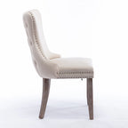 Chaise de salle à manger à dossier cabriolet avec surpiqûres et clous décoratifs