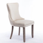 Chaise de salle à manger à dossier cabriolet avec surpiqûres et clous décoratifs