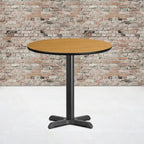 Dessus de table rond stratifié de 30 pouces avec base de 22 x 22 pouces de hauteur - 30 L x 30 P x 31,125 H - 30 L x 30 P x 31,125 H