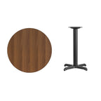 Dessus de table rond stratifié de 30 pouces avec base de 22 x 22 pouces de hauteur - 30 L x 30 P x 31,125 H - 30 L x 30 P x 31,125 H