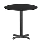 Dessus de table rond stratifié de 30 pouces avec base de 22 x 22 pouces de hauteur - 30 L x 30 P x 31,125 H - 30 L x 30 P x 31,125 H