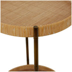 Table d'appoint à 2 niveaux en rotin | Pieds en métal imitation bambou | Marron, 45,7 cm (L) x 66 cm (H)