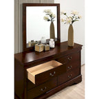 Commode 8 tiroirs en bois massif avec miroir | Chambre traditionnelle | Poignées tombantes antiques
