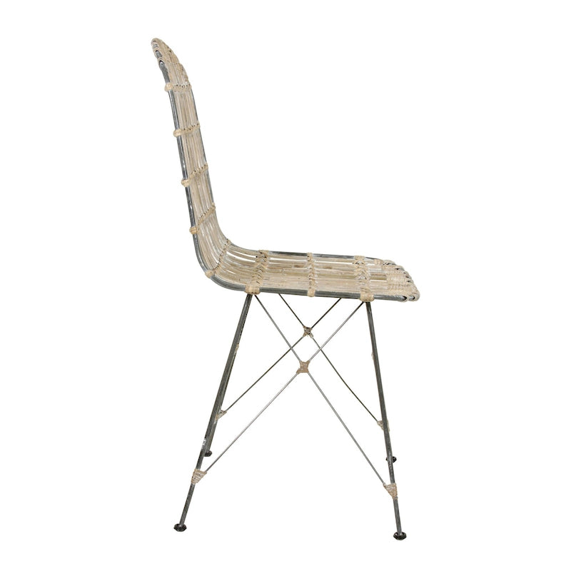 Lot de 2 chaises de salle à manger en rotin | Style bohème du milieu du siècle | Capacité de 113 kg, naturel
