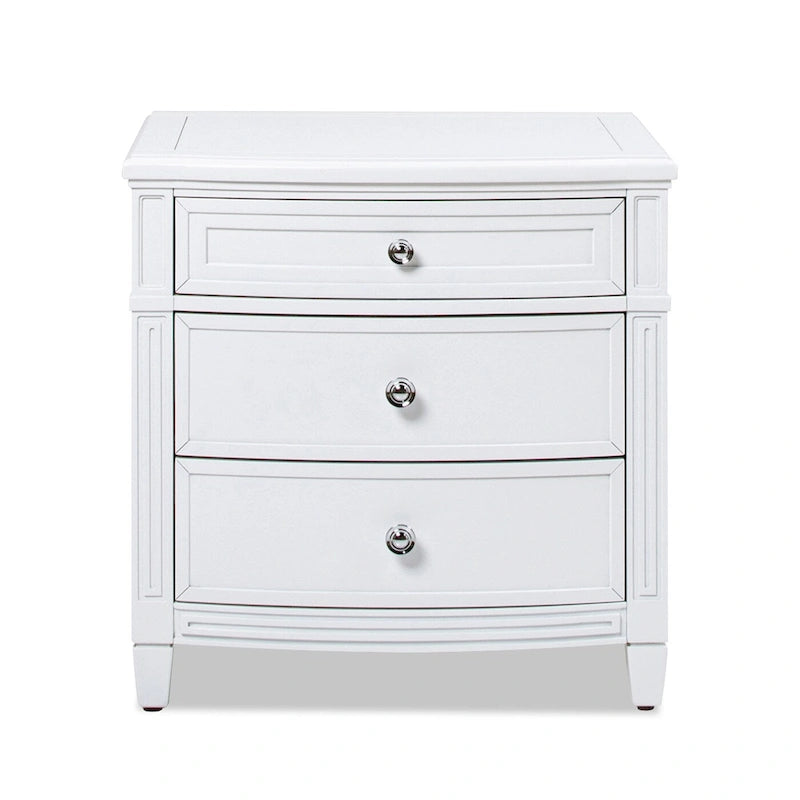 3-Drawer End Table | Solid Rubberwood | Satin Gold Knobs, Felt-Lined Top Drawer