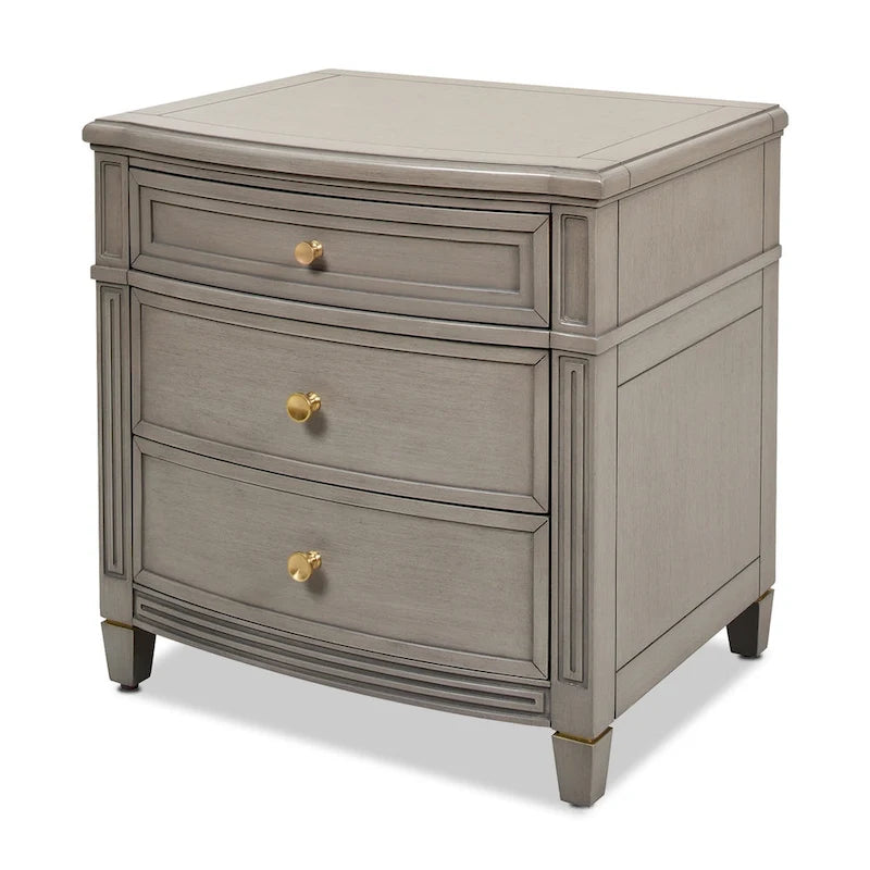 3-Drawer End Table | Solid Rubberwood | Satin Gold Knobs, Felt-Lined Top Drawer
