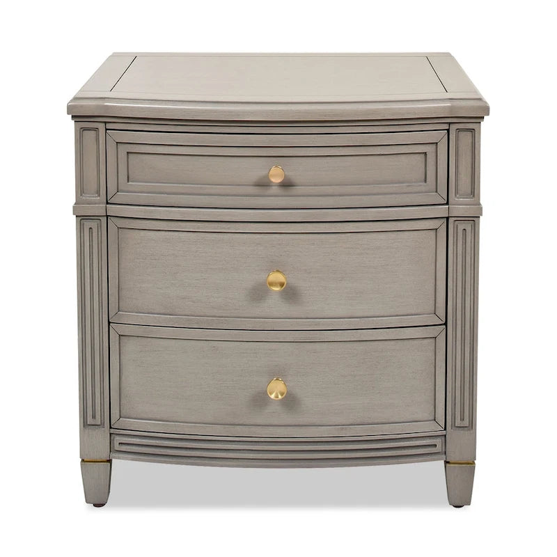 3-Drawer End Table | Solid Rubberwood | Satin Gold Knobs, Felt-Lined Top Drawer