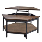 Table basse relevable | Placage frêne finition moka, rangement intégré, salon