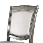 Chaises de salle à manger traditionnelles en similicuir, lot de 2 | Bois sculpté | Gris, capacité de 113 kg