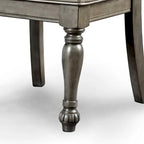 Chaises de salle à manger traditionnelles en similicuir, lot de 2 | Bois sculpté | Gris, capacité de 113 kg