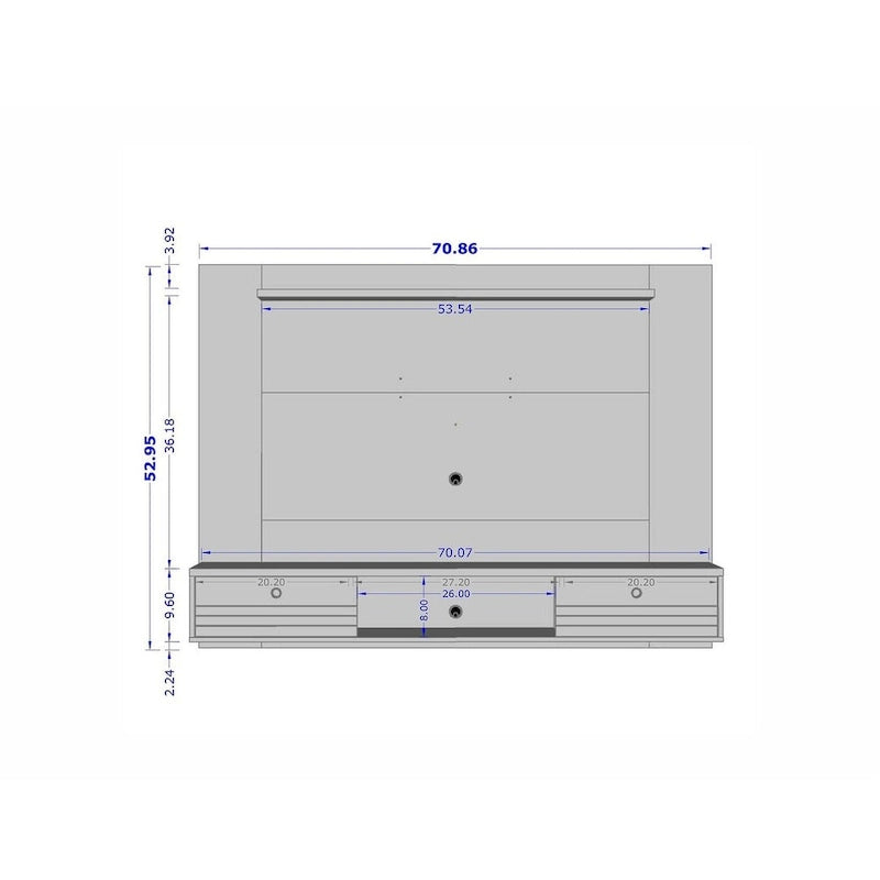 Meuble TV mural flottant de 180 cm | Style moderne du milieu du siècle | Convient aux téléviseurs de 65 po