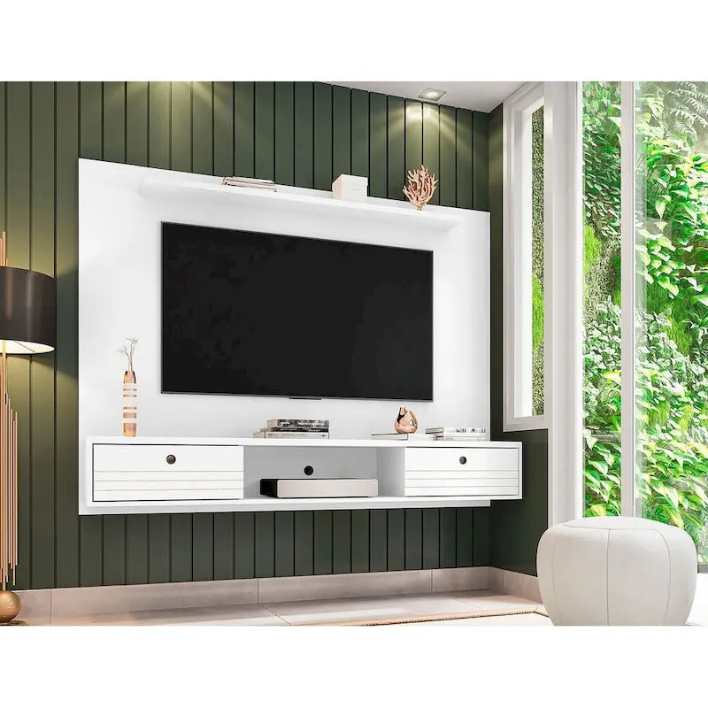 Meuble TV mural flottant de 180 cm | Style moderne du milieu du siècle | Convient aux téléviseurs de 65 po