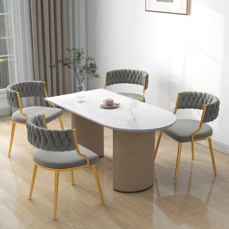 Lot de 4 chaises de salle à manger modernes en velours