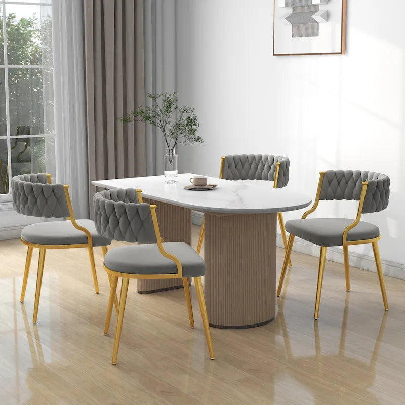 Lot de 4 chaises de salle à manger modernes en velours