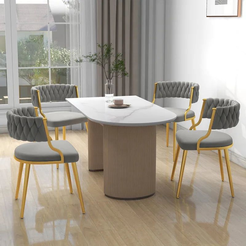 Lot de 4 chaises de salle à manger modernes en velours