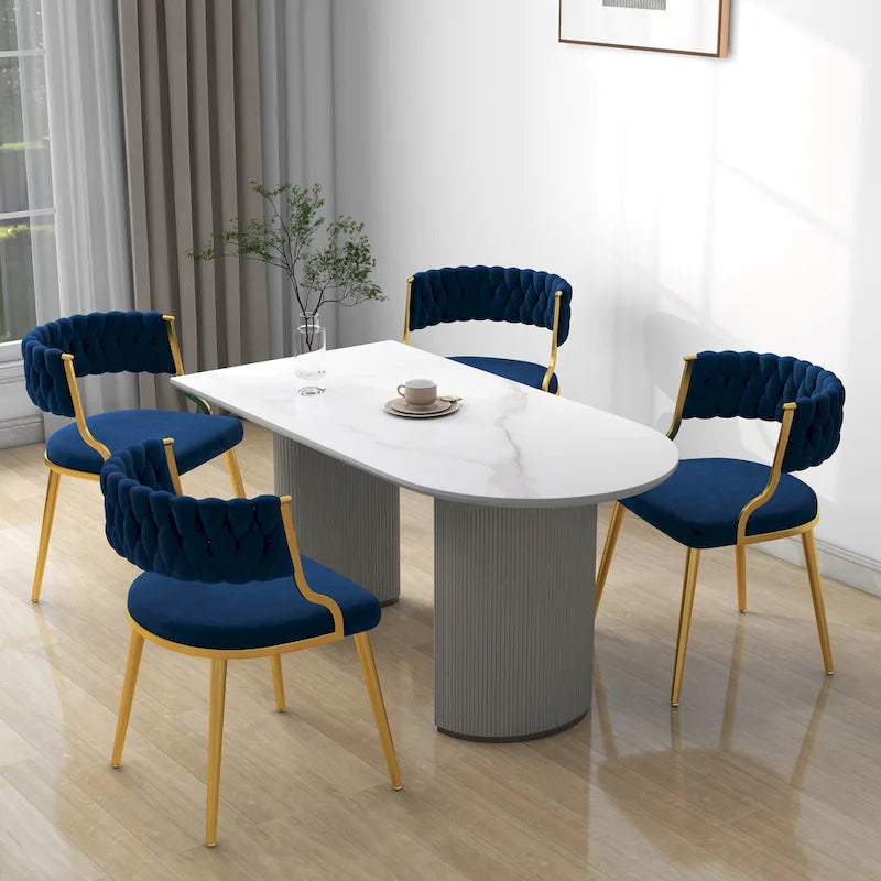 Lot de 4 chaises de salle à manger modernes en velours
