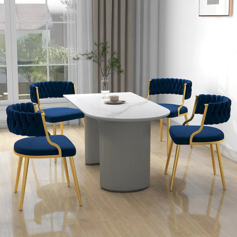 Lot de 4 chaises de salle à manger modernes en velours