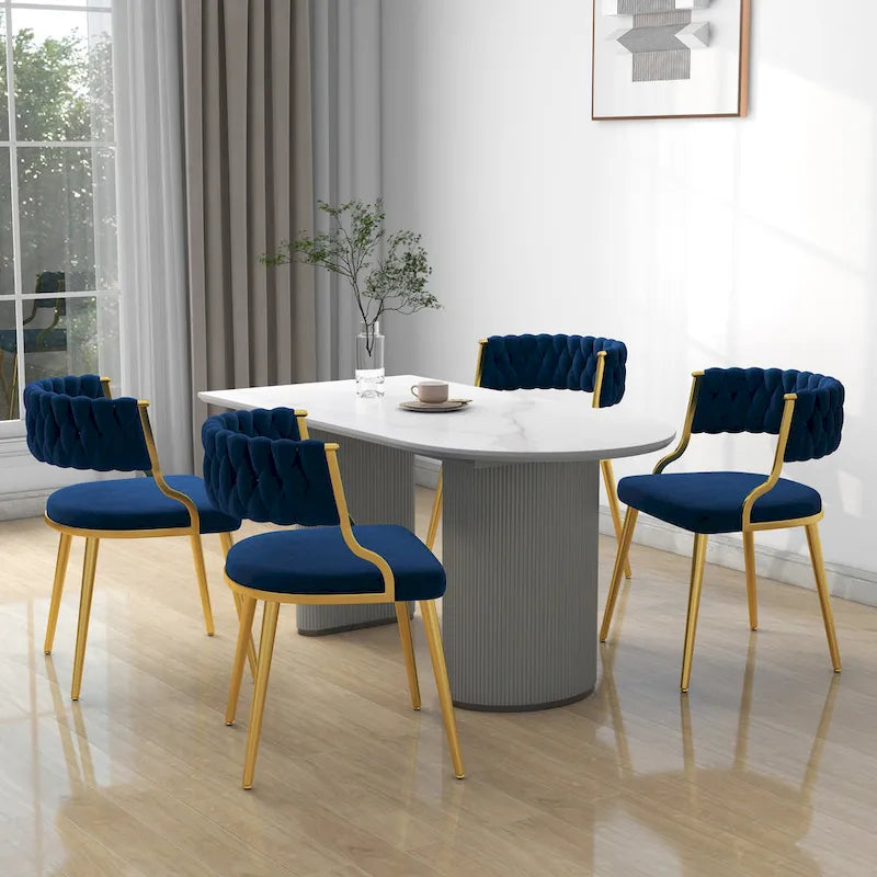 Lot de 4 chaises de salle à manger modernes en velours