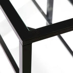 Meuble TV multimédia en métal et verre trempé de 70 po | Convient aux téléviseurs jusqu'à 68 po | Noir mat, 2 étagères en verre