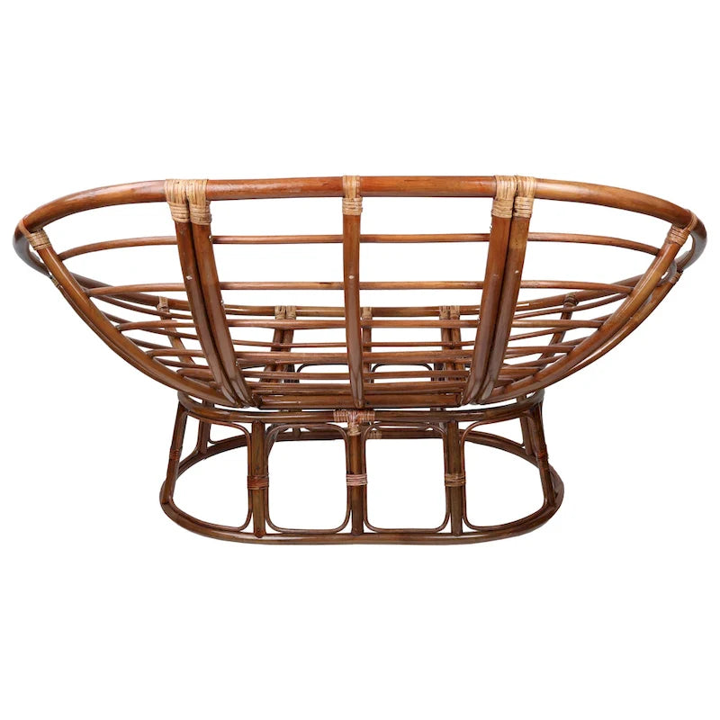 Fauteuil double Papasan avec coussin tapisserie | Base en rotin | 2 places, Eco-garnissage