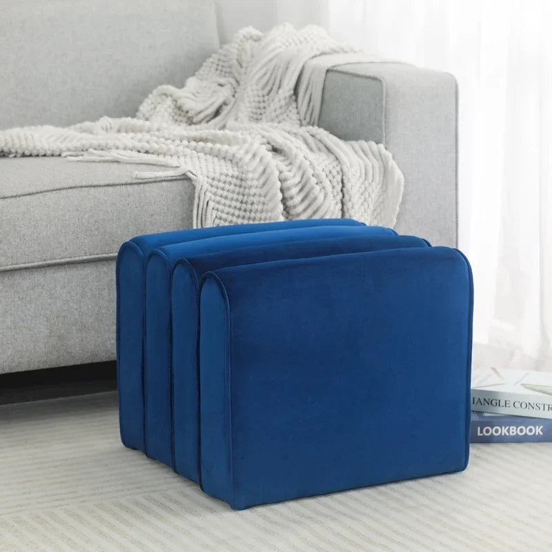 Banc repose-pieds ottoman en velours au design plissé